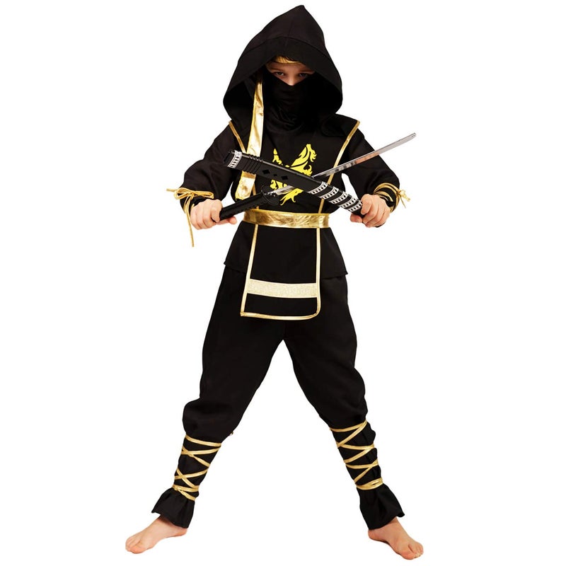 DSplay Boys Golden Dragon Ninja Cosplay Halloween Costumes (7-9Y) - Image 1